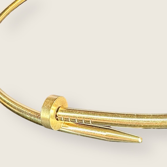 RESTOCKED Yellow Gold-Plated Stainless Steel Nail Collar Designer Style Necklace - Picture 7 of 16